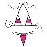 iEFiEL Extrem Damen Micro Bikini Set Triangle Push Up Micro Bikinis mit String Tanga Neckholder BH Bra Badeanzug Bademode Rose Rot Einheitsgröße