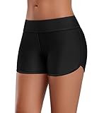 Attraco Damen Badeshorts Badeshorts UV Schutz Schwimmshorts Strand Bikinihose Schnell Trocknendes Schwimmhose Sommer Wasersport Schwarz S