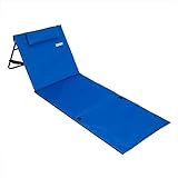 DETEX® Strandmatte klappbar mit Verstellbarer Rückenlehne UV-beständig Tasche Reißverschluss Kissen Tragegurt Garten Camping Picknick Liegematte Blau