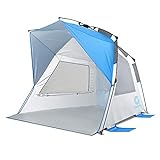 Gonex Strandmuschel UV-Schutz 50+ Pop Up Strand Zelt für 1-4 Personen, Tragbar Quick Up Beach Zelt für Familie mit Tragetasche, Intern Aufbewahrungstasche und 3 Belüftungsgitterfenster