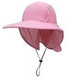 GG ST Sonnenhut Herren Damen UPF 50+ Outdoor UV Summer Cap mit Nackenschutz Hiking Fischerhut Strand Faltbar Safari Buschhüte Mesh Hat (Pink)