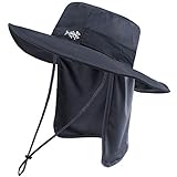 Bassdash Sonnenhut Fischerhut Bucket Hut UPF 50+ UV-Schutz Wasserdichter taktischer Angelhut mit breiter Krempe Einstellbare Größe mit Abnehmbarer Halsklappe für Männer und Frauen