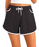 APTRO Damen Badeshorts Badehose Strand Wassersport Shorts Boardshorts UV Schutz Sommer Sport Gym Shorts Schwarz WS251 M