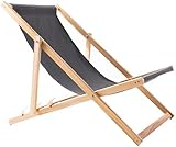 WOODOK Liegestuhl Klappbar Holz - Strandstuhl aus Buchenholz bis 120kg, ohne Armlehne - 3-Stufige Rückenlehnenverstellung (Grau)