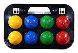 Simba 107401391 - Boccia Spiel Tragekorb, 8 Kugeln 7x8cm, 2 Zielkugeln, grün , gelb , blau , rot