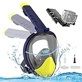 SECOOL Snorkel Mask, Full Face Diving Mask, Diving Mask for Children and Adults, Snorkel Mask, Full Face with All-Round Vision, Anti-Fog, Anti-Leak, Compatible with The Camera