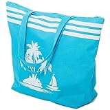 AIREE FAIREE Strandtasche - Große Tote Strandtasche mit Reißverschluss und Palmenmuster - Wasserdichte Strandtasche - Strandtaschen für Frauen - Strandtasche Damen - strandtasche groß