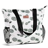 HOMESPON Große Wasserdichte Strandtasche mit Reißverschluss und Taschen für Damen (Ananas)