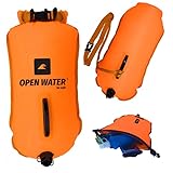 OPENWATER aufblasbare Schwimmboje XL — große Sicherungsboje mit Tasche für Dinge, 28 l, orange