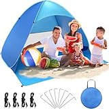 COVACURE Strandmuschel Pop Up Strandzelt XXL 200 * 165 * 130 cm für 3-4 Personen mit UV Schutz für Strand, Park, Camping